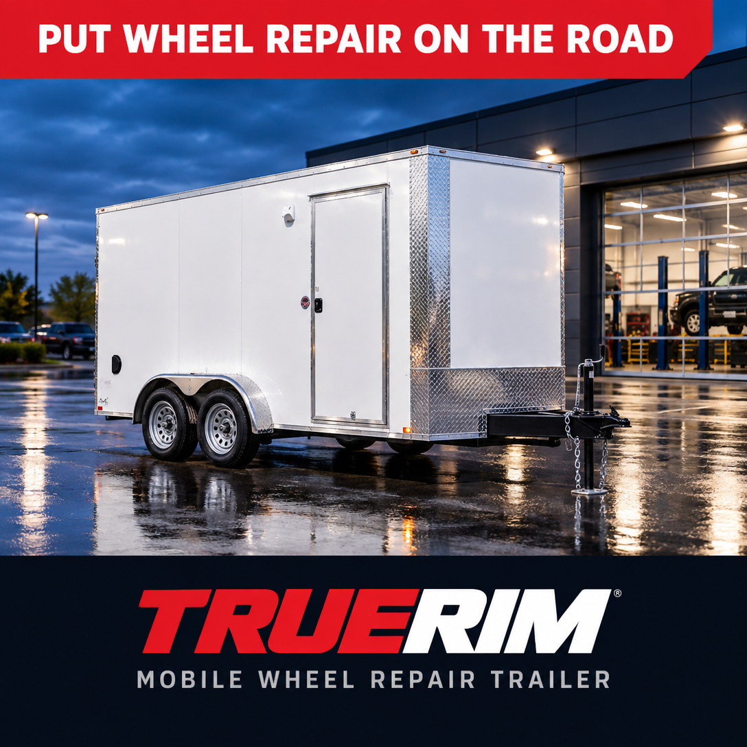 TrueRim mobile wheel repair trailer ad: Put wheel repair on the road